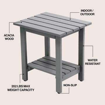 Kellie 16.1" Cottage Classic Slatted Solid Acacia Wood Indoor/Outdoor Shower Bench with Shelf